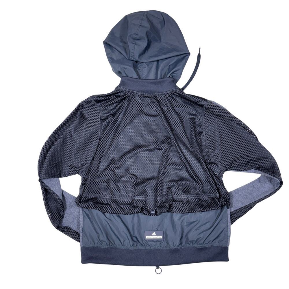 Stella McCartney x Adidas Mesh Knit Windbreaker Jacket Navy Full Zip Women's M - Picture 3 of 11